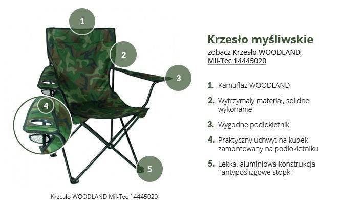 Krzesło WOODLAND Mil-Tec 14445020 - zalety